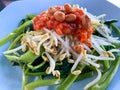 Local Balinese vegetable food.  Called `Plecing Royalty Free Stock Photo