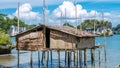 Local Bamboo Hut in Kabui Bay near Waigeo. West Papuan, Raja Ampat, Indonesia