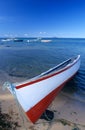 Local boat on beach Mauritius Island