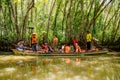 A local boat tour at Taloh Kapor Community, a coastal community with fertile mangrove forests in Pattani, Thailand Royalty Free Stock Photo