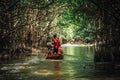 A local boat tour at Taloh Kapor Community, a coastal community with fertile mangrove forests in Pattani, Thailand Royalty Free Stock Photo