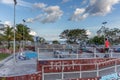 Local Brazilians chilling at an outdoor urban skatepark in Manaus located in the Amazon region of Brazil, South America