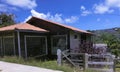 Local buildings on the Caribbean island Roatan, the northern coast of Honduras Royalty Free Stock Photo