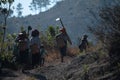 Local burmese women working outdoors near Kalaw, Myanmar