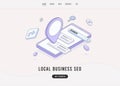Local Business SEO concept. Search engine digital marketing online strategy for local business. Flat design vector e Royalty Free Stock Photo