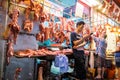 A local butcher selling a variety of cut meats. Wan Chai district, wet market.