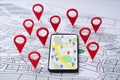 Local Cadastre Map And Location Pins Royalty Free Stock Photo
