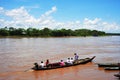 Local canoe are the only transportation on the Amazonian rivers of Peru.