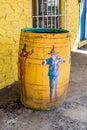 Local Caribbean design on the public trash receptacles