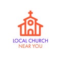 Local church near you. Chapel icon. Flat isolated Christian illustration