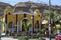 A local church with a yellow facade. Mancora, Peru