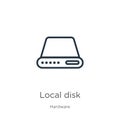 Local disk icon. Thin linear local disk outline icon isolated on white background from hardware collection. Line vector local disk