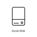 Local disk icon. Trendy modern flat linear vector Local disk icon on white background from thin line hardware collection