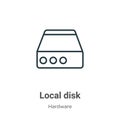Local disk outline vector icon. Thin line black local disk icon, flat vector simple element illustration from editable hardware