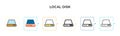 Local disk vector icon in 6 different modern styles. Black, two colored local disk icons designed in filled, outline, line and