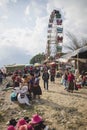 Local fair for easter with ferris wheel and stands at the beach of lake Atitlan, Panajachel, Guatemala