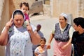 Local family with children inside the portuguese fortified City of Mazagan, El Jadida, Morocco