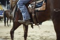 local farmers riding their quaterhorses, competing at a cutting horse, futurity event Royalty Free Stock Photo