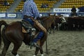 local farmers riding their quaterhorses, competing at a cutting horse, futurity event Royalty Free Stock Photo