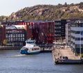 The local ferry Alveli docks at Lindholmspiren at the harbor in Gothenburg Sweden