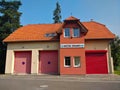 Local fire station seen from the front in the small town Stechovice Royalty Free Stock Photo