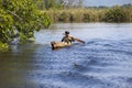 The local fisherman catches fish in Black river