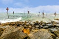 The local fisherman fishing in Galle, Sri Lanka Royalty Free Stock Photo