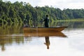 Fisherman in Kinabatangan River in tropical forest of Borneo , Malaysia