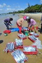 Local fishermen are selling their fishes to the locals and tourists on the Lagi beach Royalty Free Stock Photo