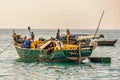 Local fishermen on a traditional boat near Stone Town, Zanzibar Royalty Free Stock Photo