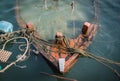 A local fishing boat sunk at Sriracha Fish Bridge Pier.