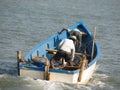 Fishing boats lined along the shore. India, Karnataka Royalty Free Stock Photo