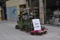 Oviedo, 18th april: Flowers Shop from Downtown of Oviedo City in Spain