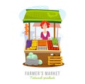 Local food market cartoon vector illustration. Fruits and vegetables shop. Vector illustration Royalty Free Stock Photo