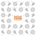 Local fresh food pattern with lettering in white background