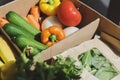 Local fruits and vegetables delivered in a paper box