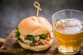 local gastro pub food, pulled pork bun Royalty Free Stock Photo