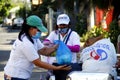 Local government workers distribute relief goods during the Covid 19 virus outbreak