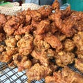 Local Hot Fried crispy chicken with flour batter, Thailand