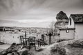 Local house in volcanic rock landscape. Cappadocia, Turkey Royalty Free Stock Photo