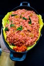 Local Indonesian style red fried rice with a very tasty taste