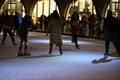 Local Kyivans and tourists visit the public space of the Roshen Chocolate Factory decorated with Christmas lights in Kyiv, Ukraine