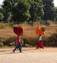 Local ladies carrying the harvest on their heads