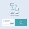local, lan, connection, sync, computer Business Logo Line Icon Symbol for your business. Turquoise Business Cards with Brand logo Royalty Free Stock Photo