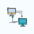 local, lan, connection, sync, computer Flat Icon. green and Yellow sign and symbols for website and Mobile appliation. vector