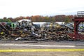 Fire destroyed local farmer`s market. Debris everywhere.