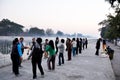 Local life lifestyle of burmese old women people group friends dancing exercise aerobic beside road at water moat canal of