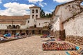 Local maket place at central Plaza in Chinchero, Peru