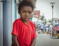 A local malagasy girl is looking on the camera