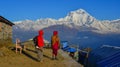 Local man on mountain in Khopra Village, Nepal